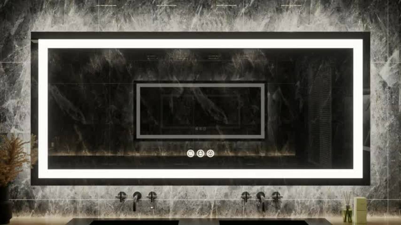 TOOLKISS 118 in. W x 36 in. H Rectangular Frameless LED