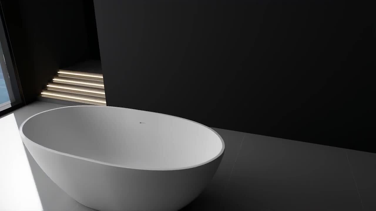 Kylie 59 in. x 29 in. Stone Resin Freestanding Soaking Bathtub in White