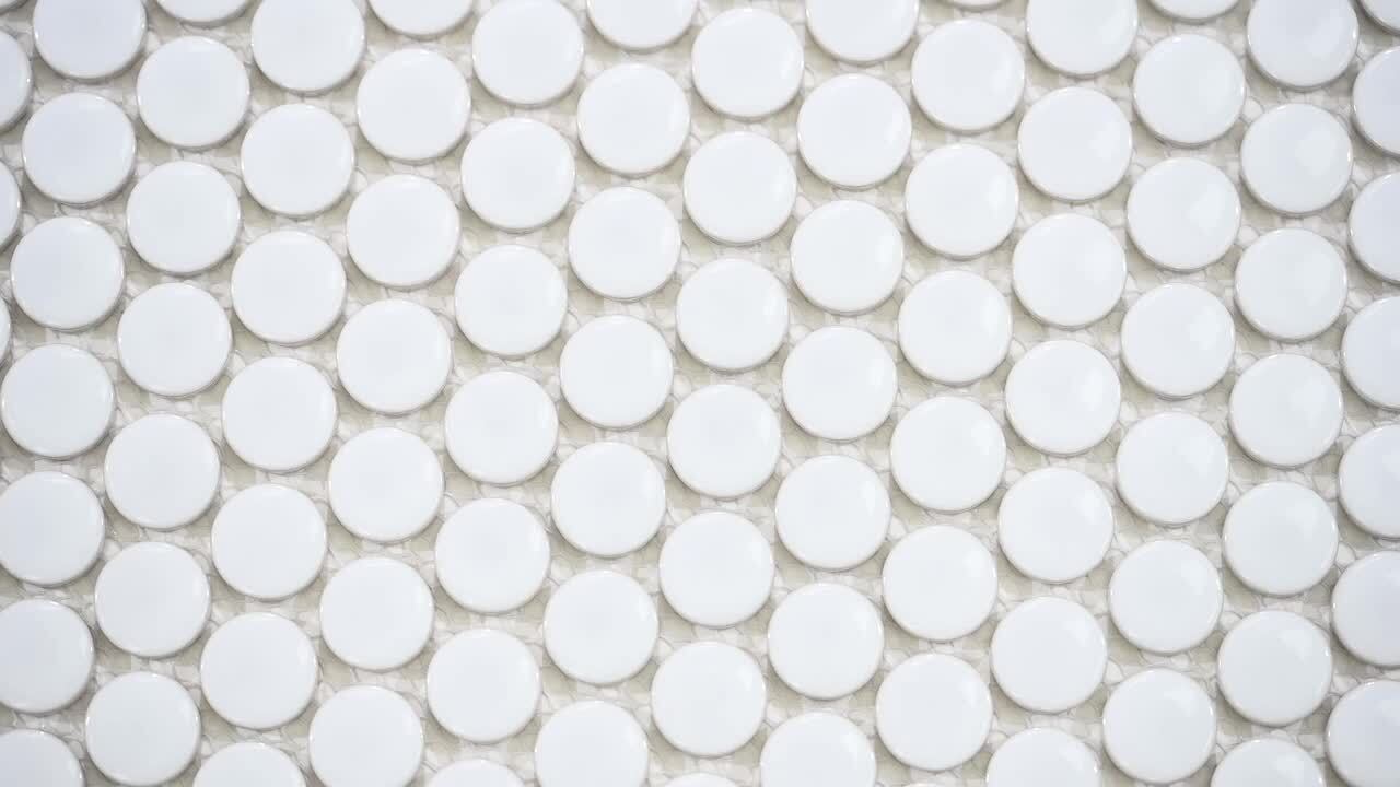 Penny Round Grigio Mix 12 in. x 13 in. x 6 mm Glazed Ceramic Mesh-Mounted Mosaic Tile (14.36 sq. ft. / case) Penny Round Grigio Mix 12 in. x 13 in. x 6 mm Glazed Ceramic Mesh-Mounted Mosaic Tile (14.36 sq. ft. / case)