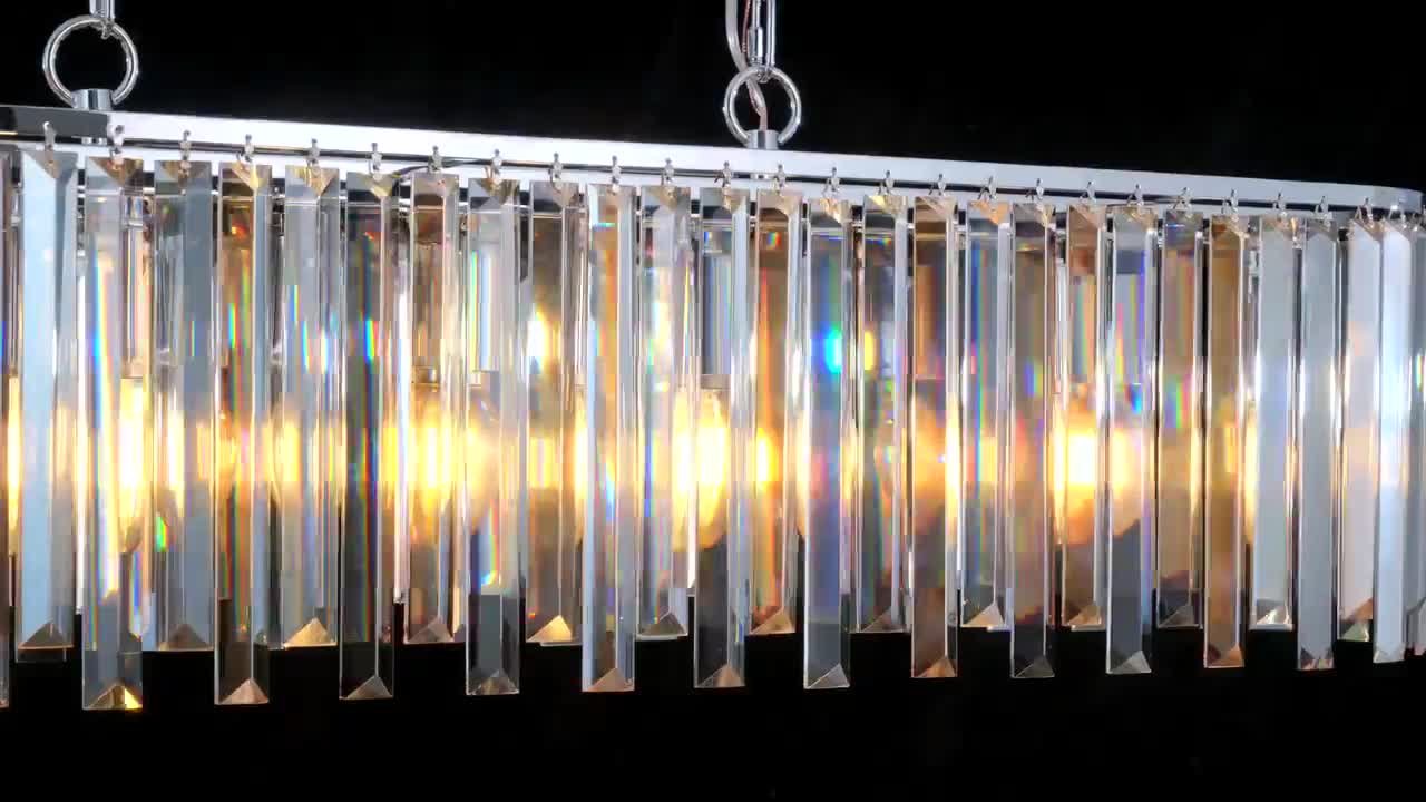 Lasaideal Crysia 39 in. 8-Light Oval Crystal Chrome Chandelier