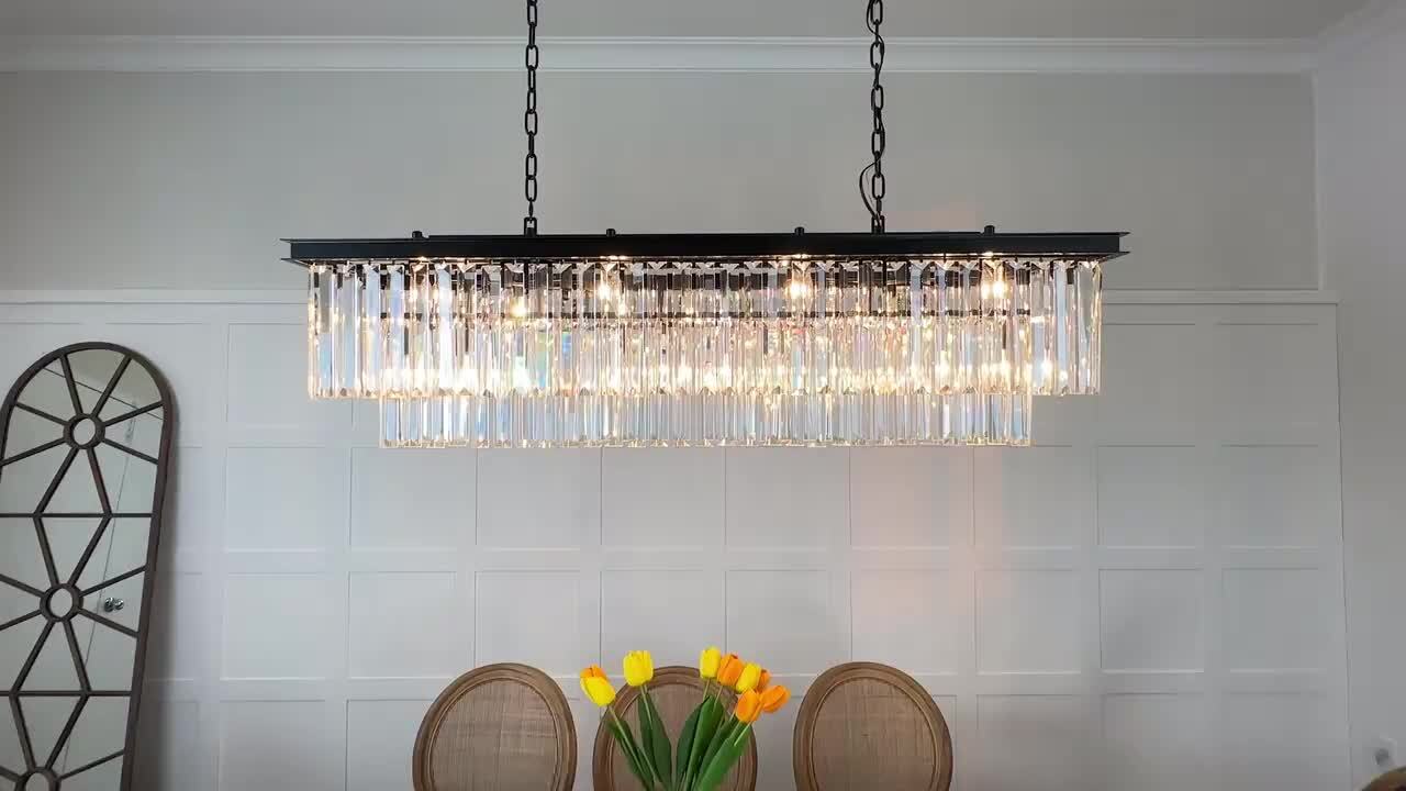 Rectangular store prism chandelier