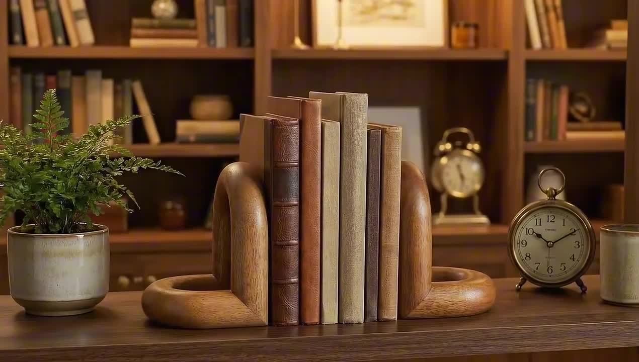 Liv & Skye Brown 6 in. x 7 in. Mango Wood Rounded Loopy Bookends