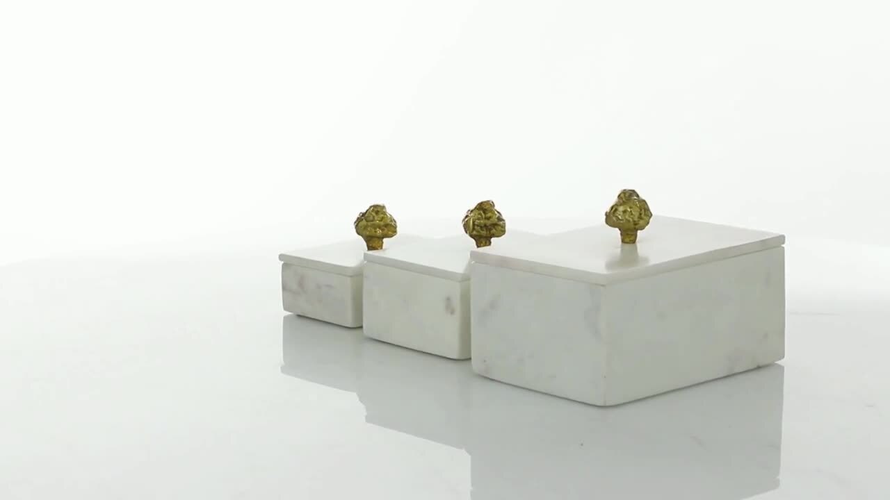 Marble Box With Lid & Gold Handle