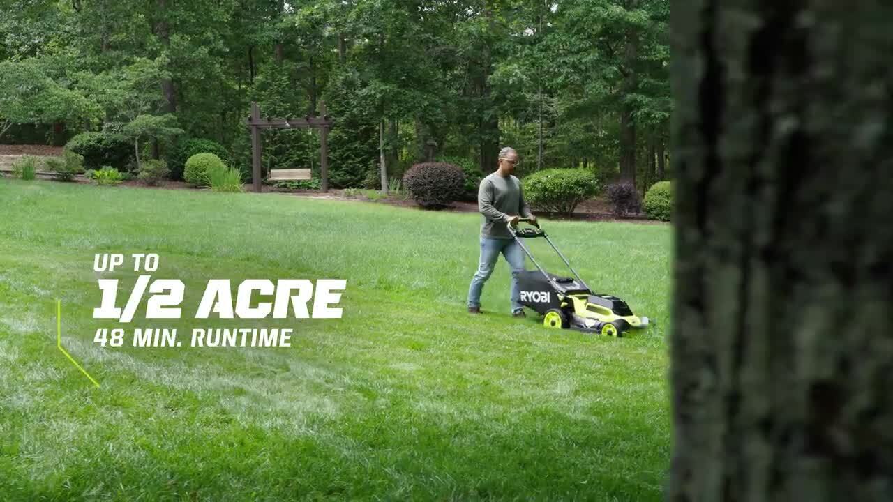 RYOBI 40V HP Brushless 20 in. Cordless Battery Walk Behind Push Mower, Blower & String Trimmer w/ (2) Batteries & (2) Chargers RY401170-RY40HPCK201K