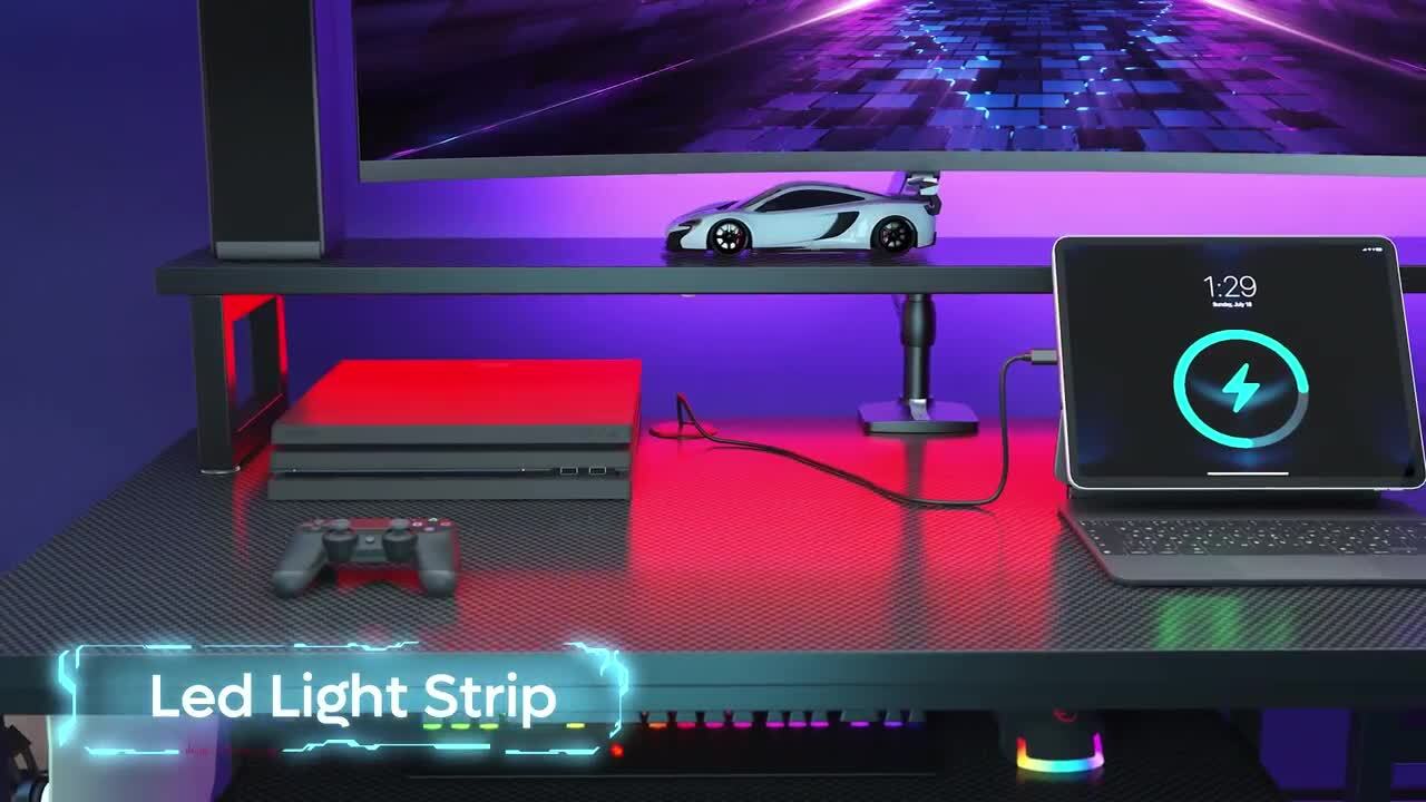 LAZY BUDDY L-Shaped Gaming Desk Corner Computer Desk W/ CPU Stand