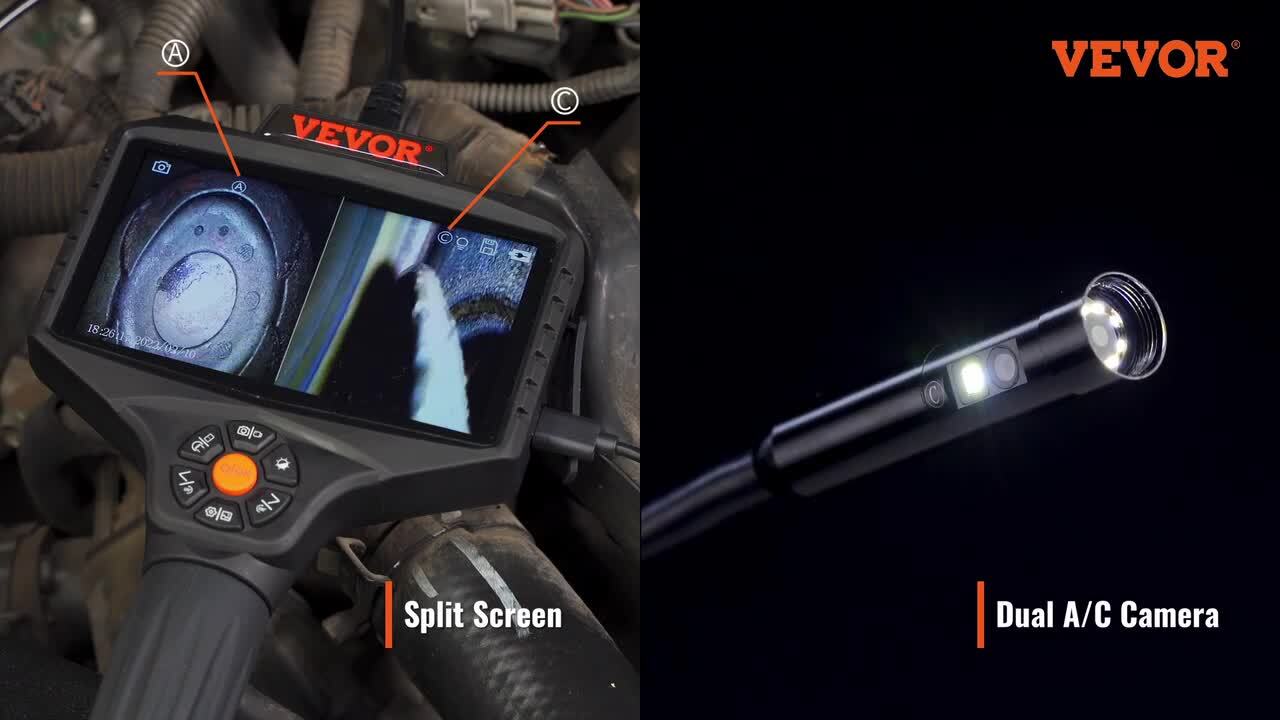 VEVOR Caméra Endoscope Inspection Endoscopique Triple Lentille IP67 Écran  4,5