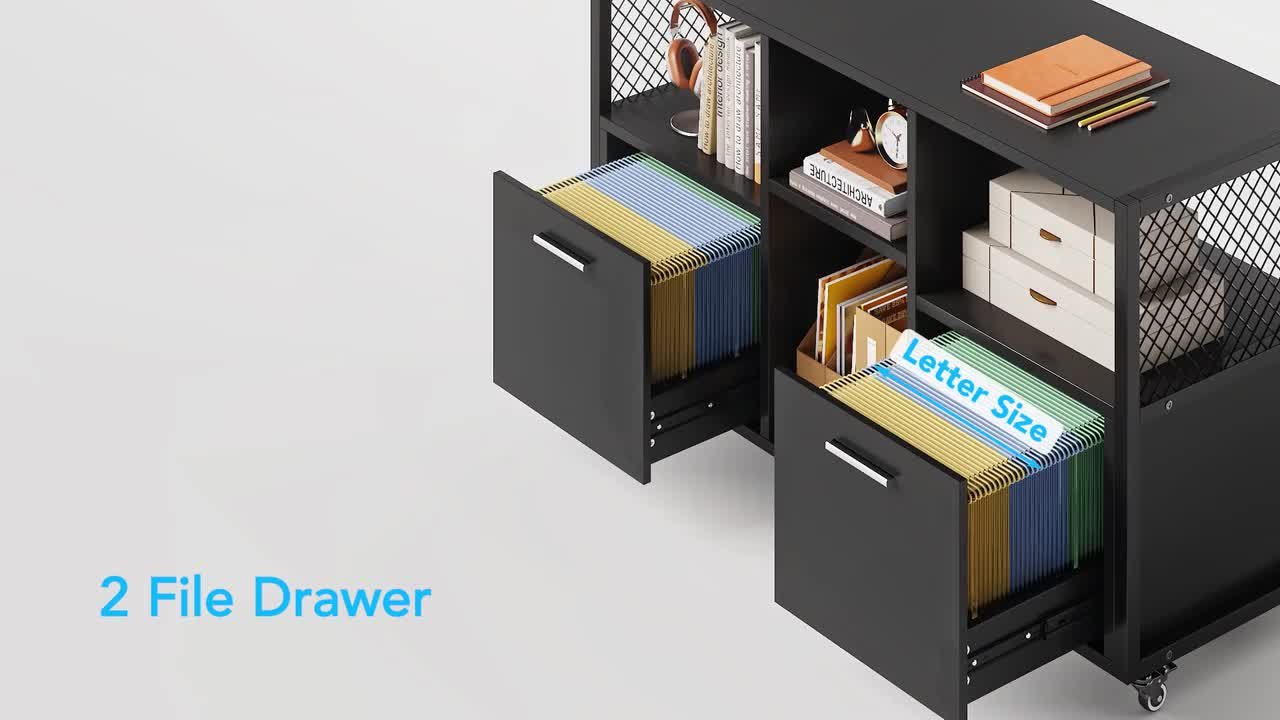 Lateral Filing Cabinets Farmhouse 2 Drawer Wood Storage Cabinet With ...