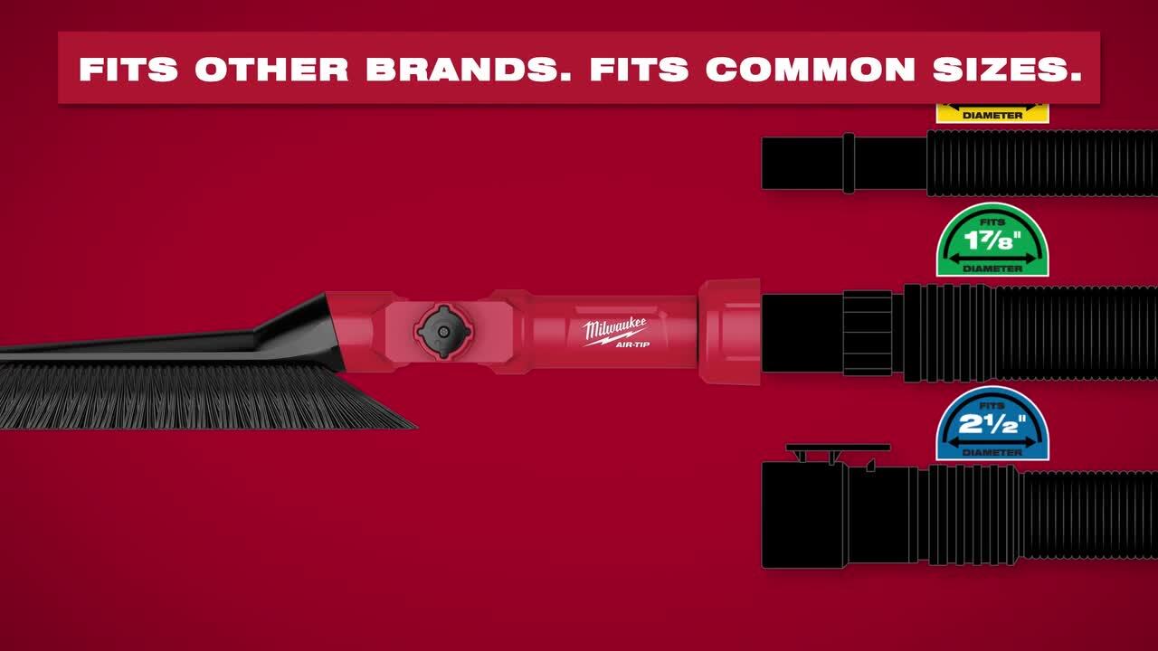 Milwaukee AIR-TIP 1-1/4 in. - 2-1/2 in. Low-Profile Pivoting Brush Wet/Dry Shop Vacuum Attachment (1-Piece)