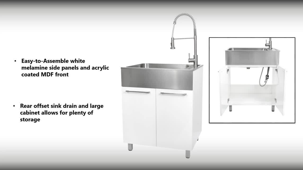 Presenza All-in-One 28 in. x 22 in. x 33.8 in. Stainless Steel Drop-In Sink and Cabinet with Faucet in Black