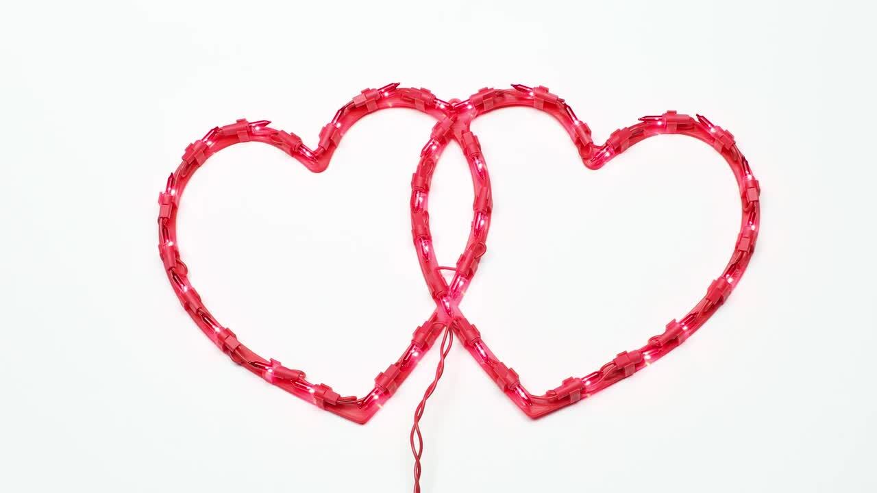 Northlight 10 in. H x 17 in. L Lighted Double Heart Valentine's