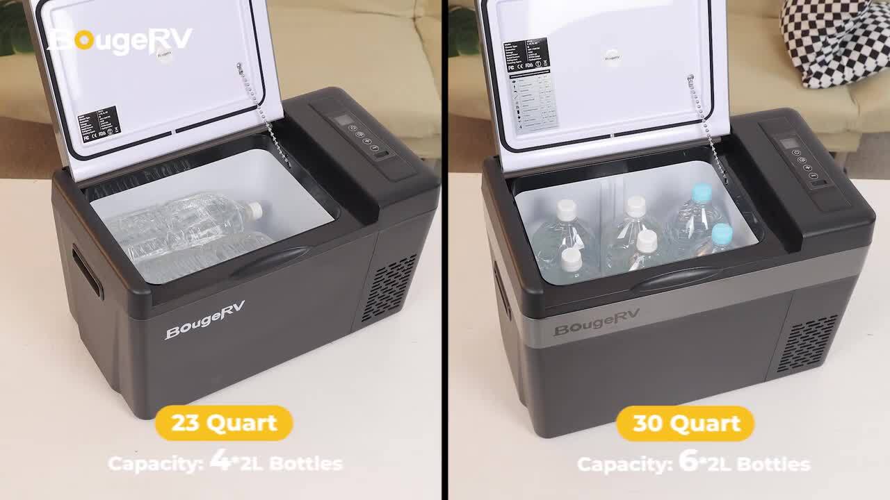 BougeRV 12-Volt Refrigerator 12-V Car Fridge 30 qt. Portable