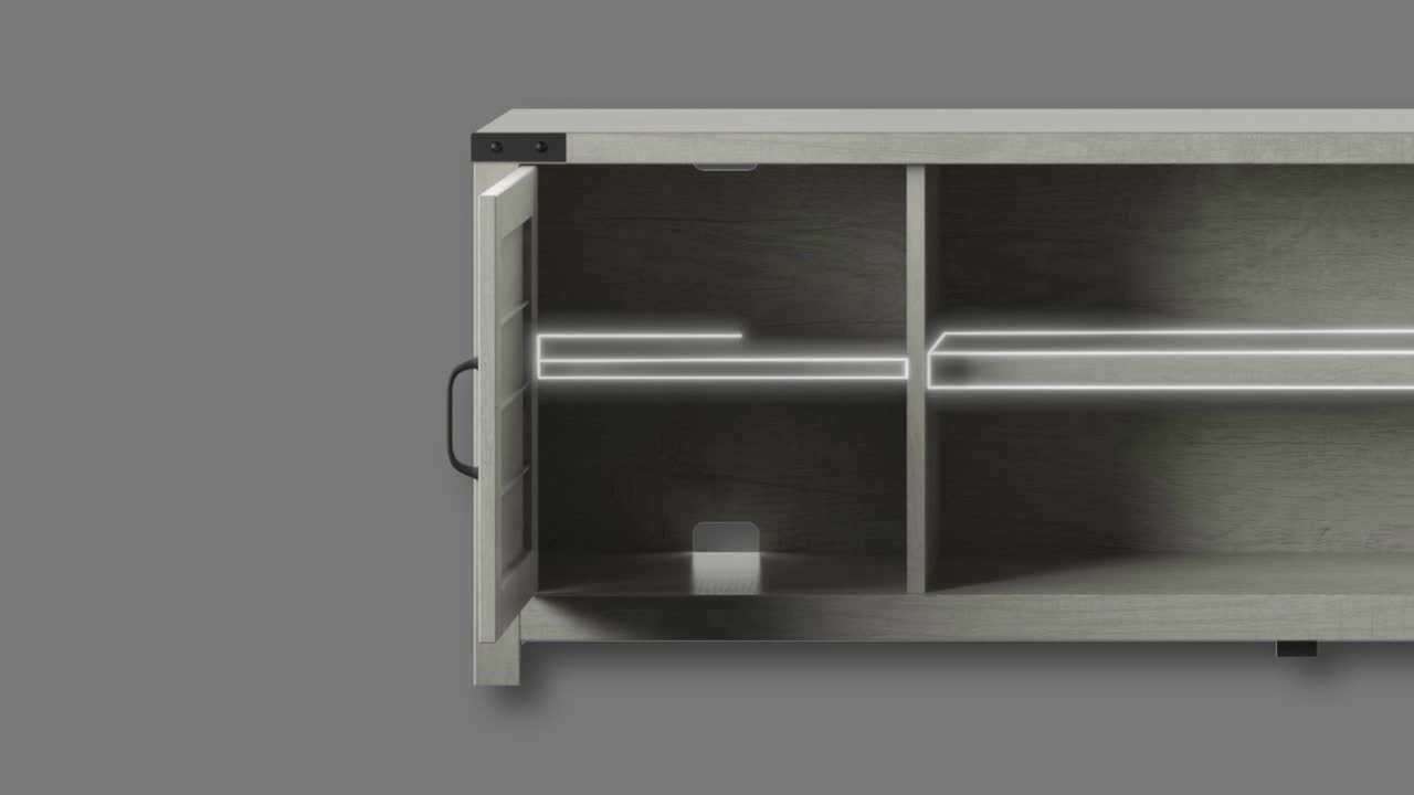 Twin Star Home 70 in. Fairfax Oak TV Stand with Cabinets Fits TV's