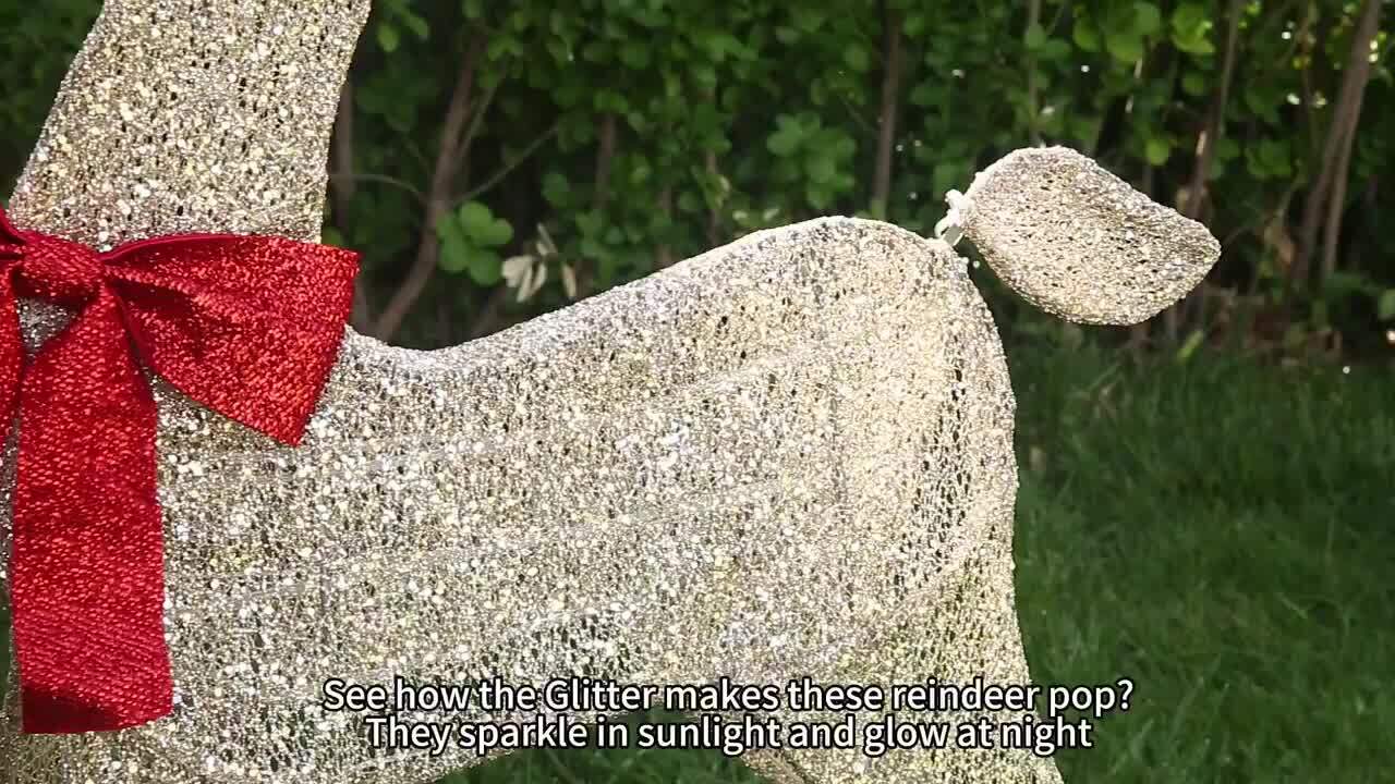 Starfree 3-Pieces Outdoor Christmas Decoration Reindeer Family