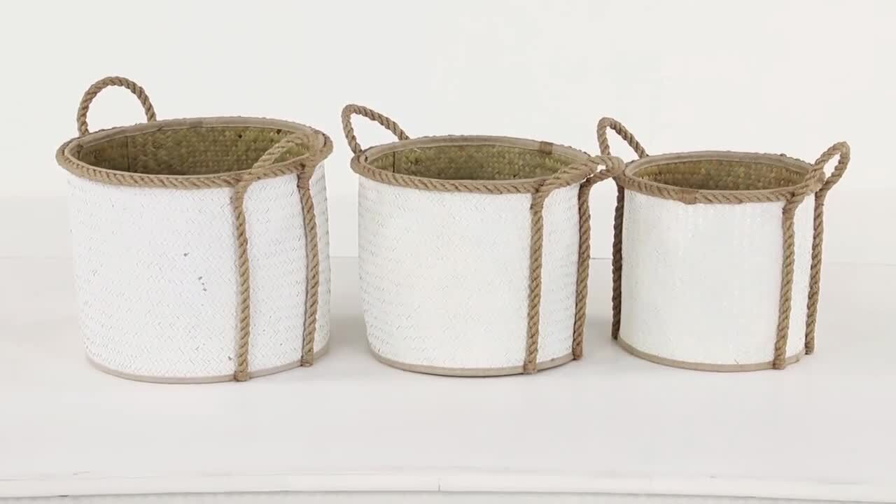 Plastic Boho Storage Basket (Set of 3) - 18, 17, 16H - On Sale