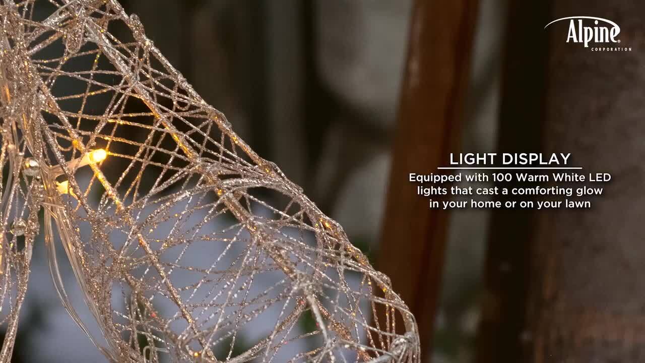 Alpine 71 in. Gold Wire Holiday Decor Snowman with Warm White LED