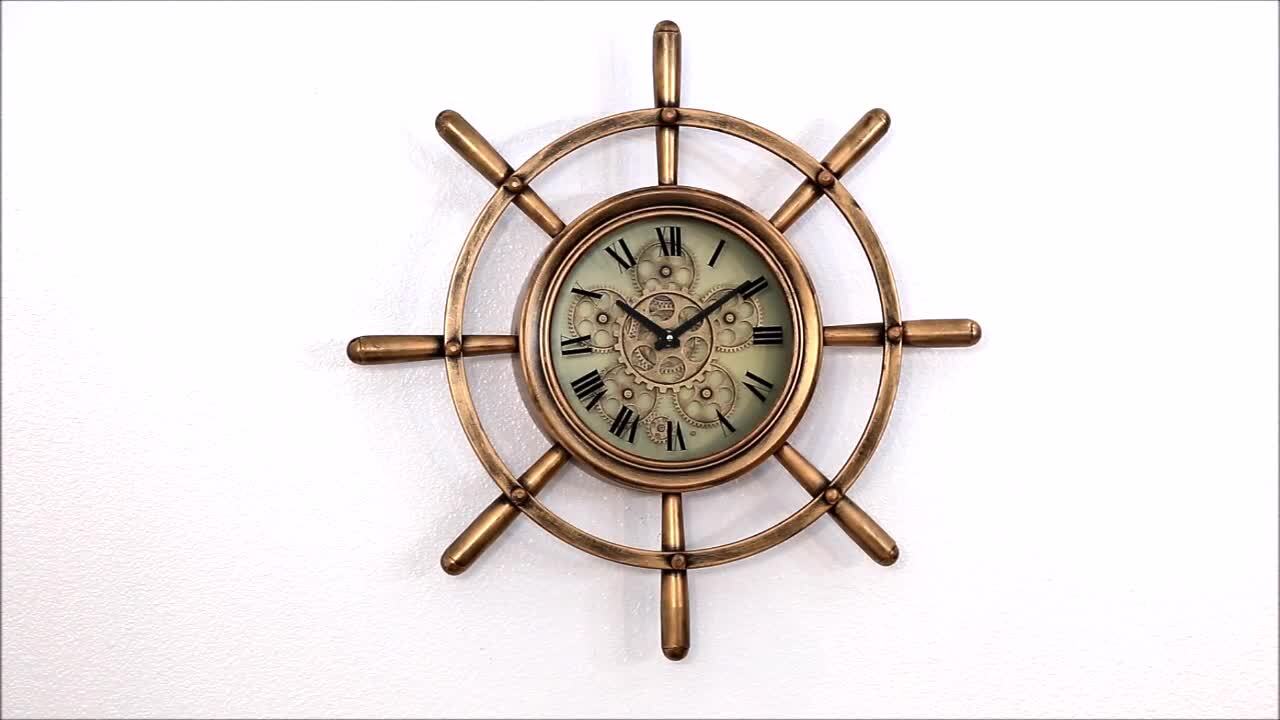 Yosemite Home Decor Ship's Wheel Copper Wall Clock 5120011 - The Home Depot