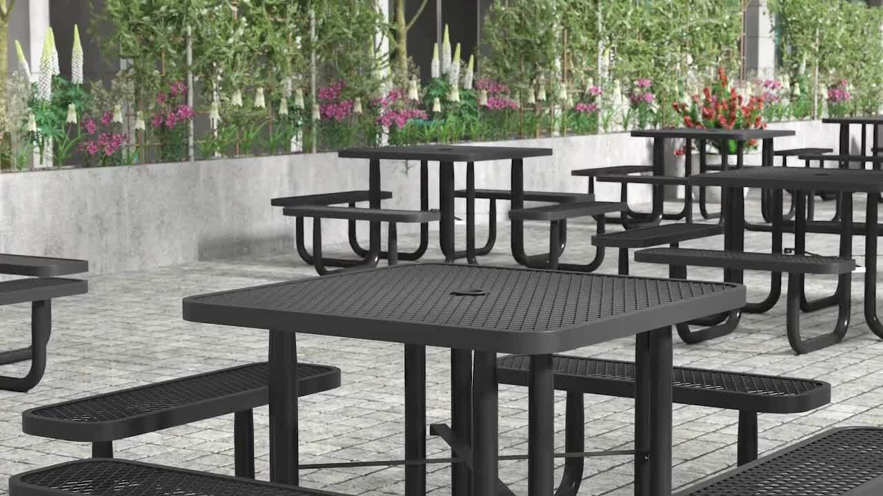 Carnegy Avenue Creekside 79.75 in. Green Square Steel Picnic