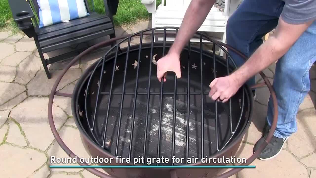 Sunnydaze Firewood Grate Round Black Steel Outdoor Fire Pit Accessory - 12 Sunnydaze Firewood Grate Round Black Steel Outdoor Fire Pit Accessory - 12