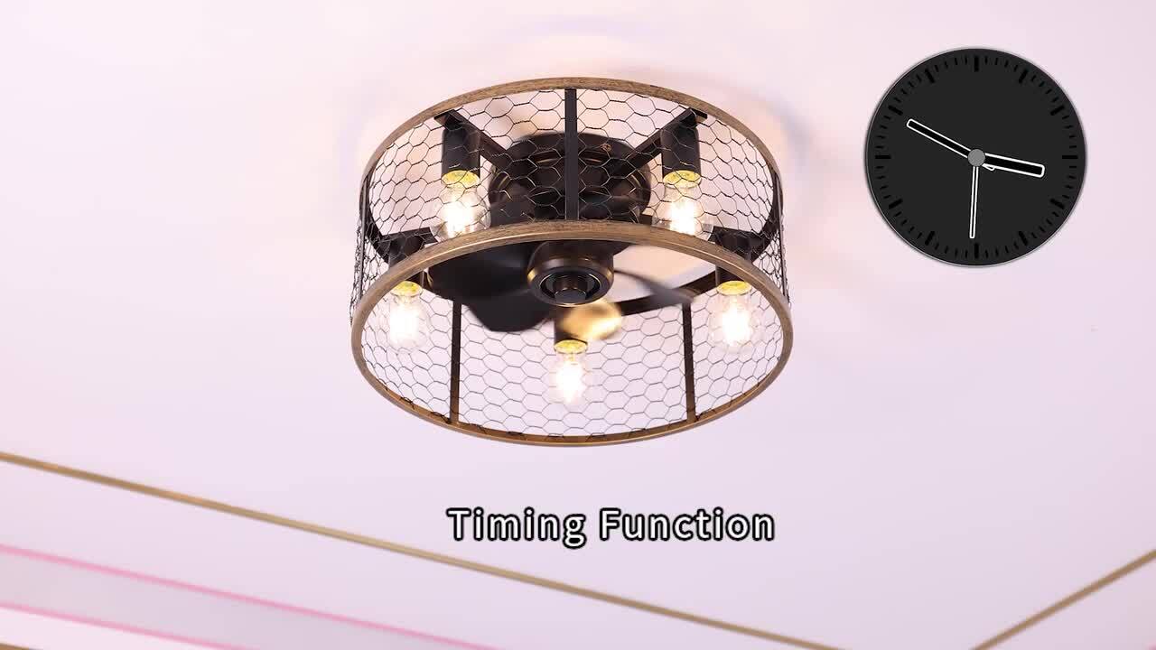 20 in. 5-Light Indoor/Outdoor Black Metal Caged Ceiling Fan with Light Kit  and Remote Included