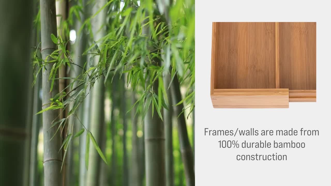 Bamboo Cutlery Tray Organizer – 5 Compartment, Natural Stained, Eco-Friendly