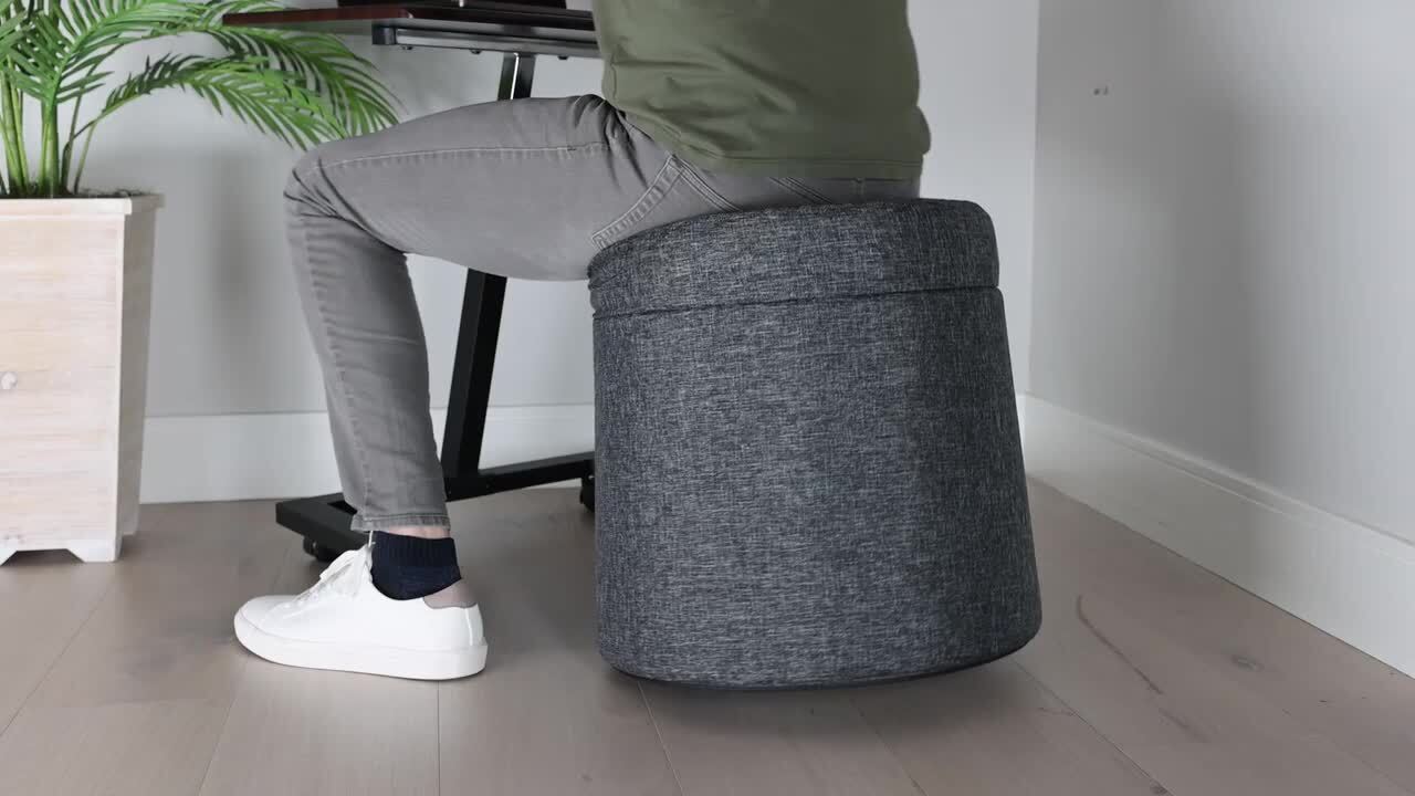 Seville Classics Modern Gray Rocking Wobble Storage Ottoman