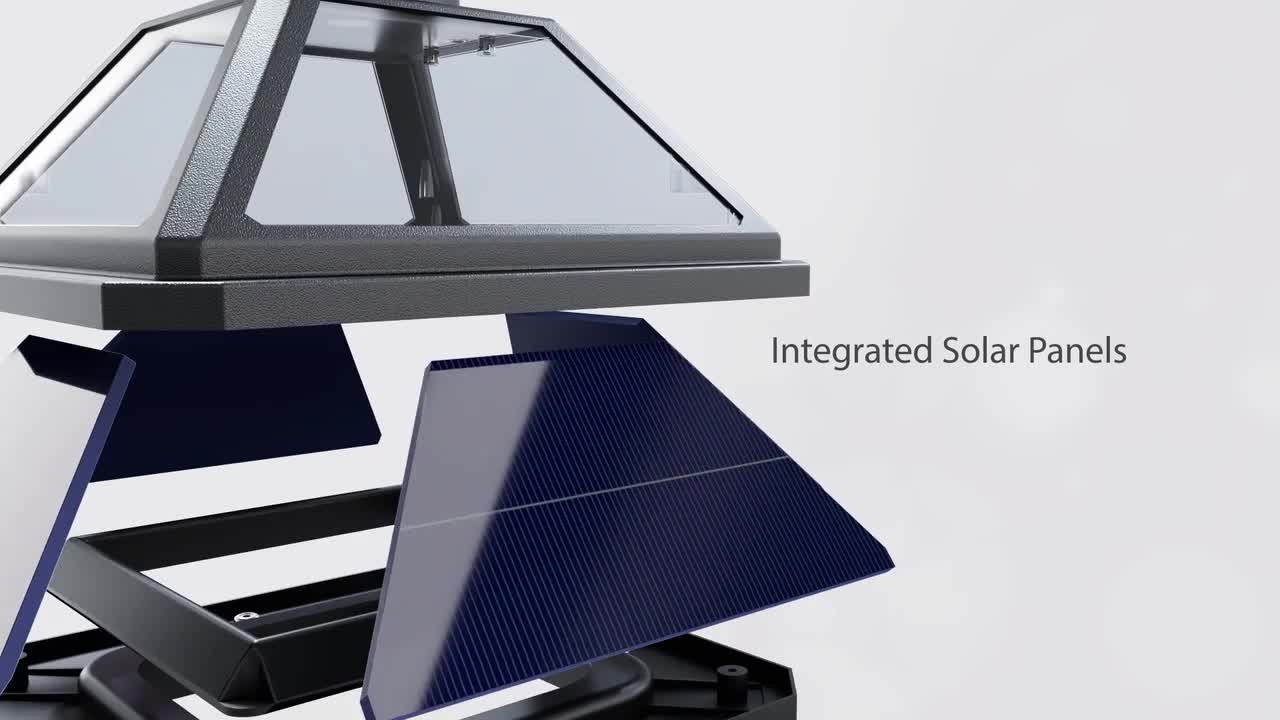 GAMA SONIC Imperial II Bulb 1-Light Black Outdoor Solar Post Light
