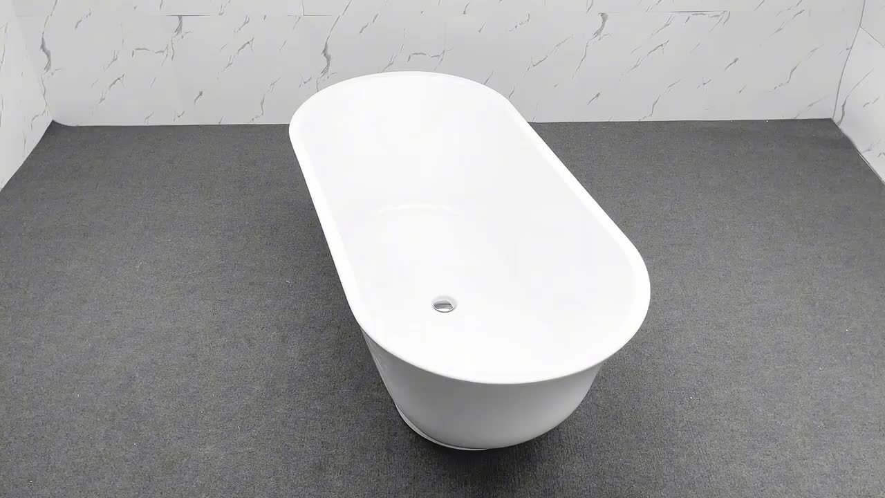 59 in. x 27.6 in. Soaking Bathtub with Side Drain in White/Matte Black