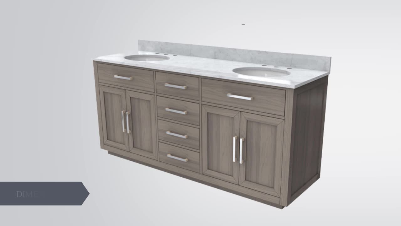 DreamLine Dexterity 72 in. W x 22 in. D x 34 in . H Oak Vanity