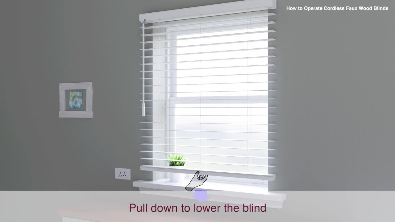 23x72 in Espresso Faux Wood Blind Cordless Room Darkening Privacy Window Shade 
