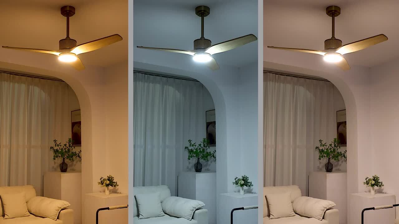 MLiAN 52 in. (4.3 ft.) 3 Solid Wood Blades Indoor Ceiling Fan with