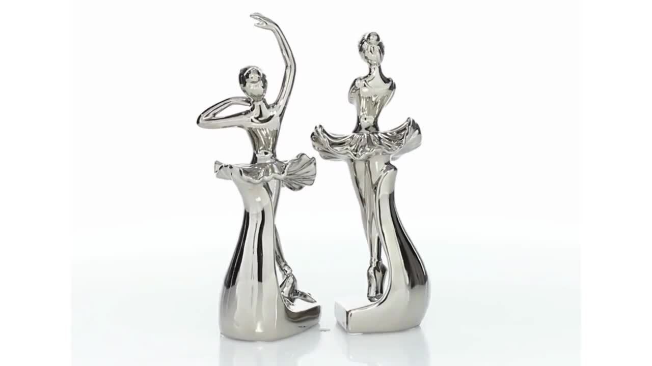 Novogratz Silver Ceramic Dancer Sculpture (Set of 2) 96747 - The 