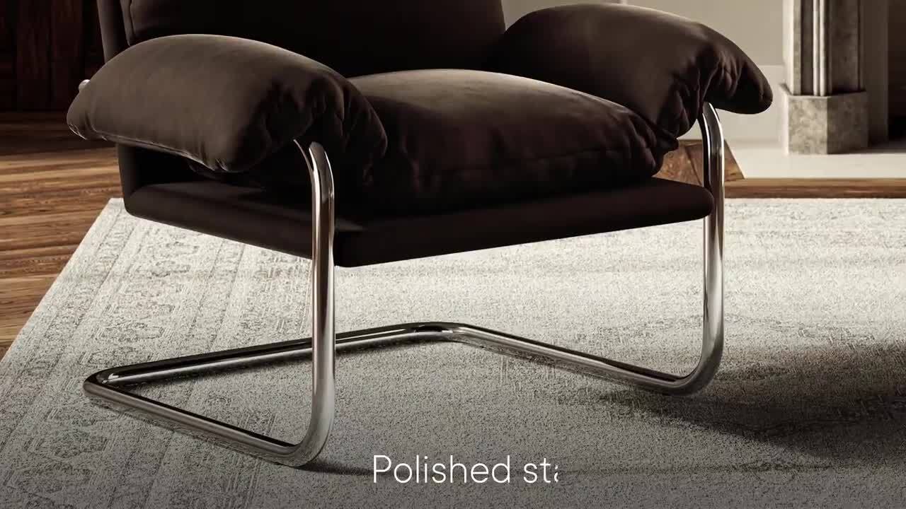 MODWAY Ansel Performance Velvet Accent Chair in Chocolate Brown