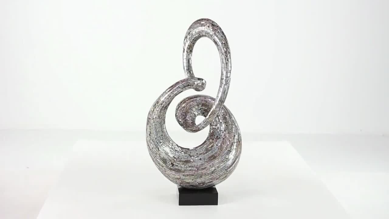 Litton Lane Gray Mother of Pearl Swirl Abstract Sculpture with 