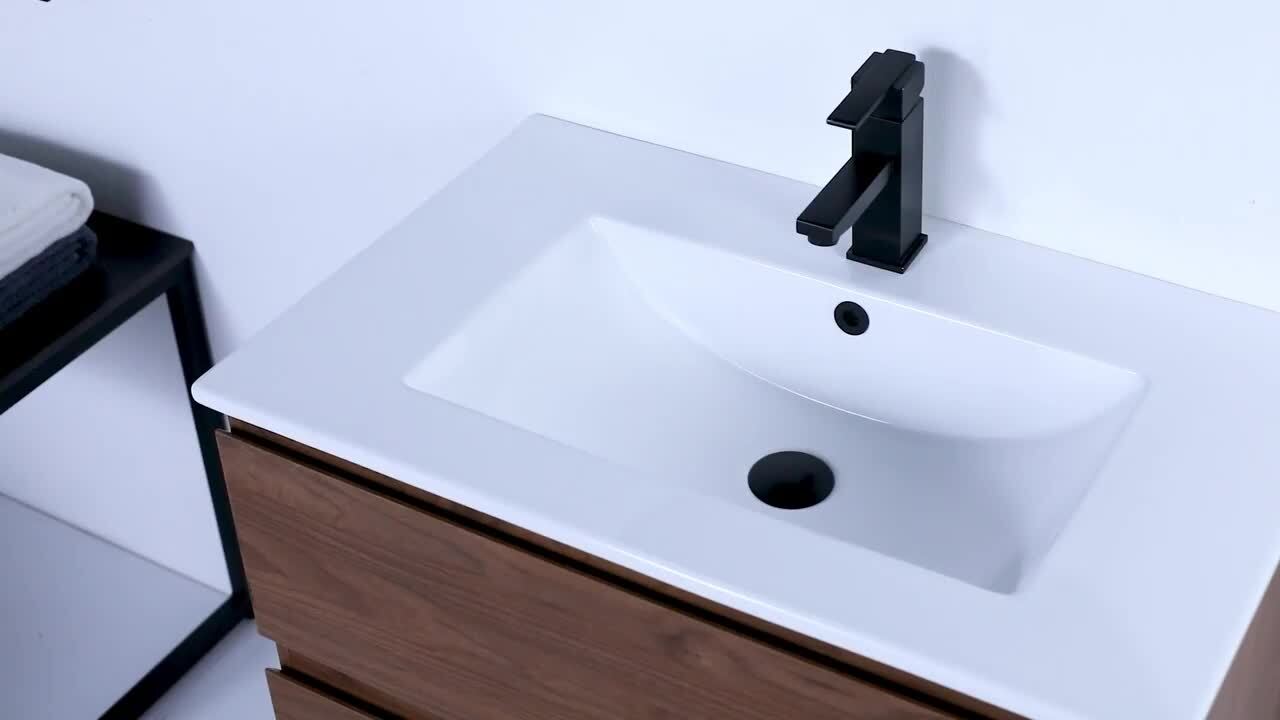 Eviva Joy 39 in. W x 18 in. D x 20.5 in. H Floating Bathroom Vanity in Maple with White Porcelain Top with White Sink