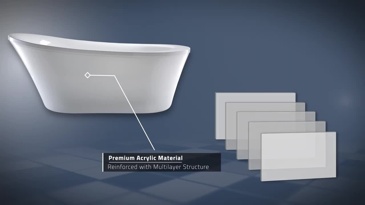 Vanity Art Nimes 70 in. Acrylic Flatbottom Left Bathtub in White