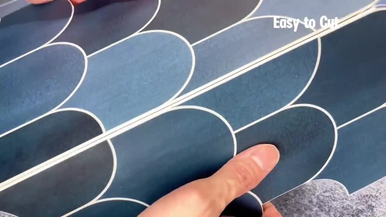 Smart Tiles Mosaik Muretto Brina 10.20'' x 9.10'' Peel & Stick Wall Tile in Charcoal. White & Stone Blue Smart Tiles Mosaik Muretto Brina 10.20'' x 9.10'' Peel & Stick Wall Tile in Charcoal. White & Stone Blue