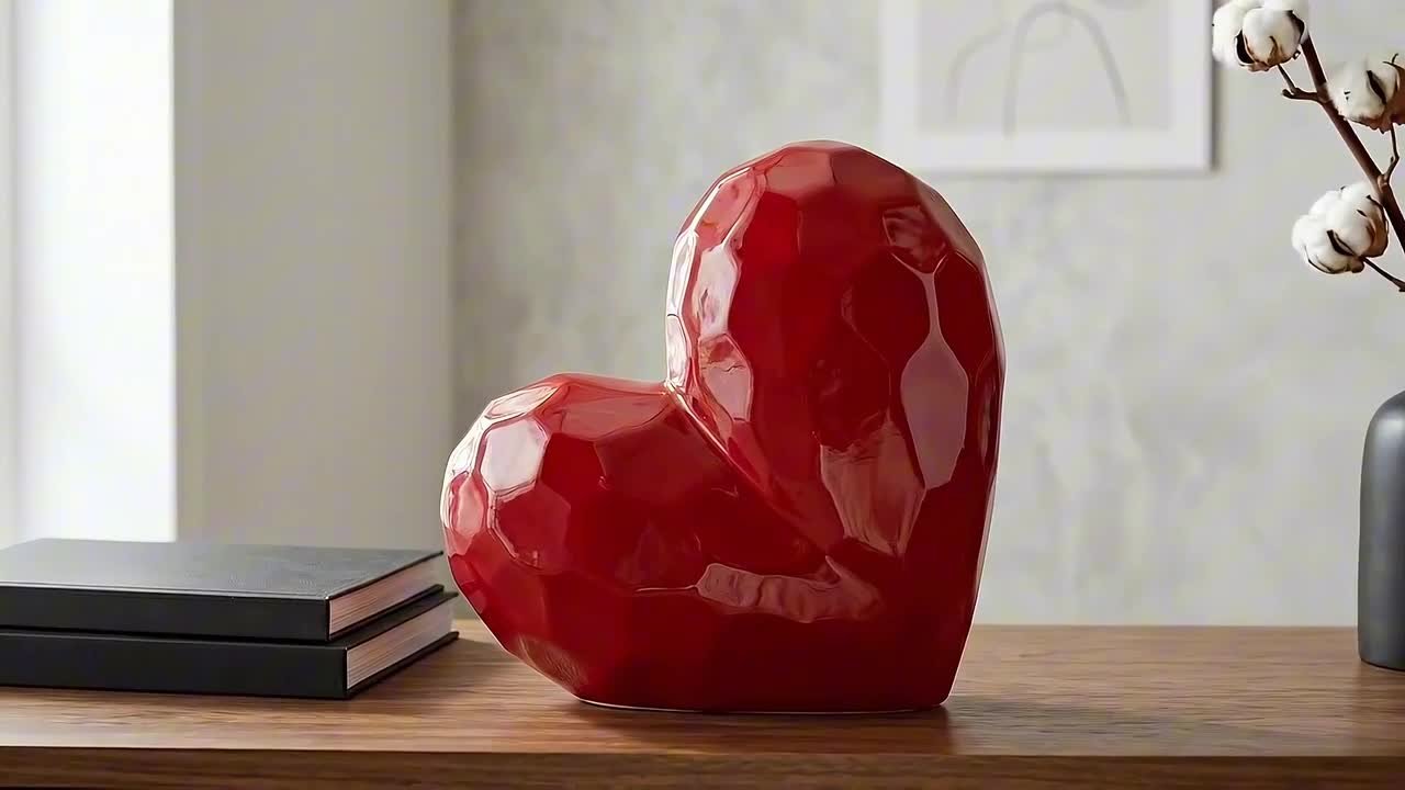 Liv & Skye Red 8 in. x 8 in. Ceramic Heart Sculpture 13216-11