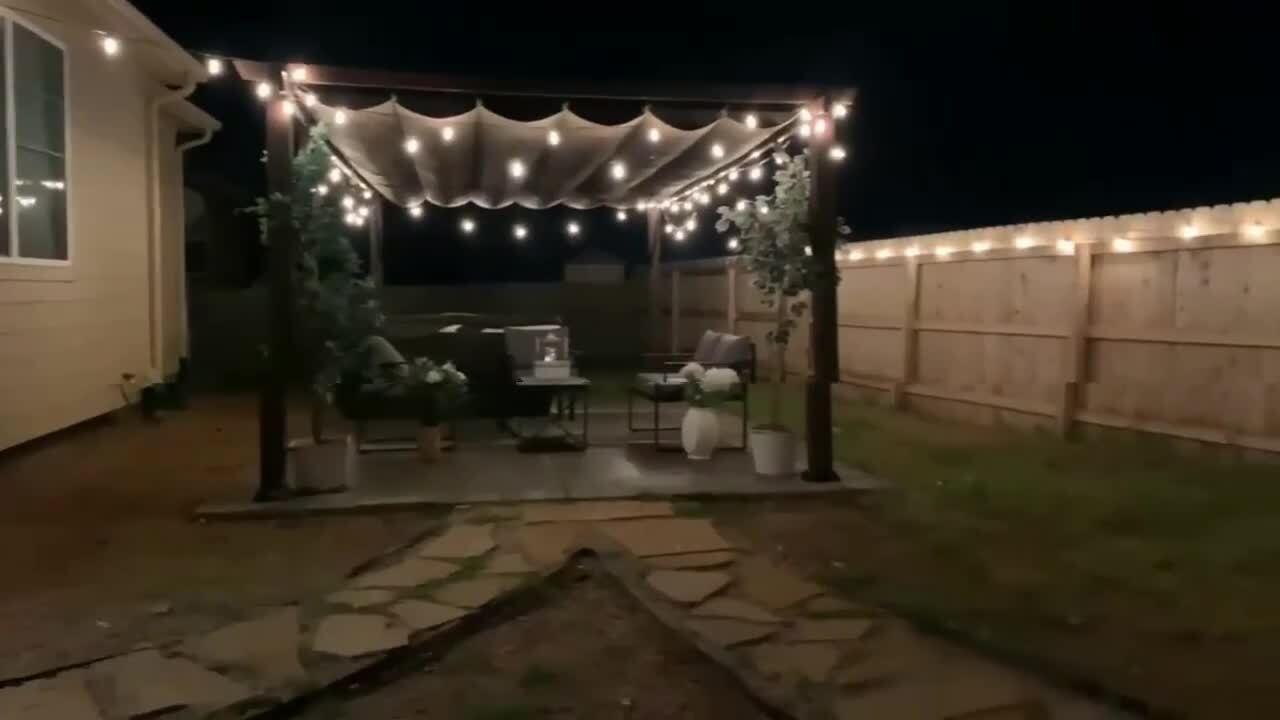 Addlon 100FT  50FT*2  LED Outdoor String Lights Waterproof Patio Lights With Shatterproof St38 Replaceable Bulbs Dimmable Outside Hanging Light Connectable For Porch Backyard 2200k50ft25 Sockets