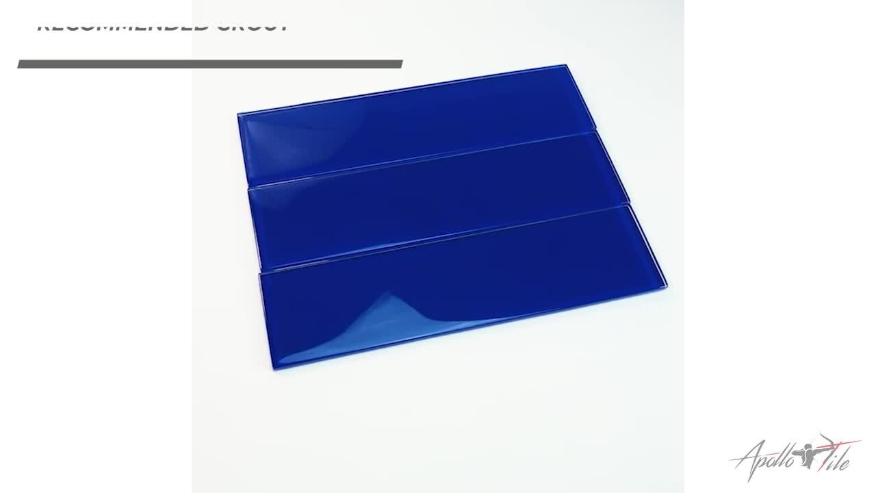 Apollo Tile Blue 3 in. x 12 in. Polished Glass Mosaic Floor and Wall Tile  (5 sq. ft./Case) APLA88012 3X12A - The Home Depot