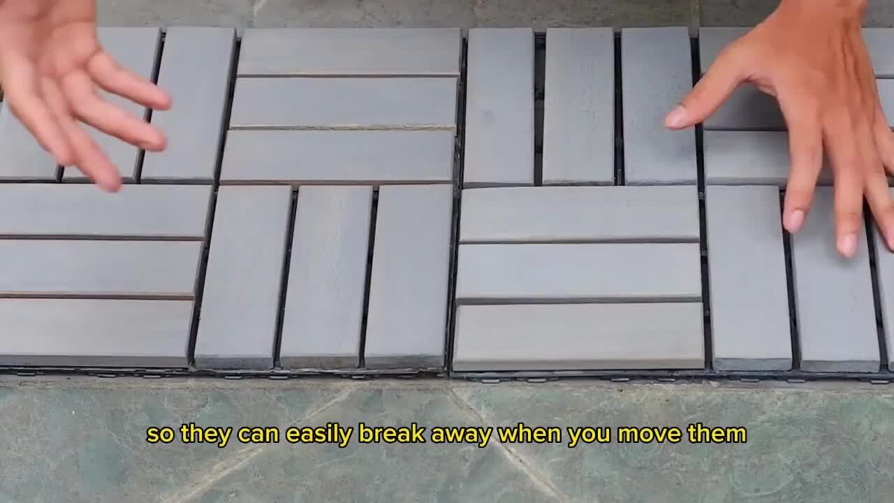 BTMWAY 1 ft. x 1 ft. Square Interlocking Acacia Wood Patio