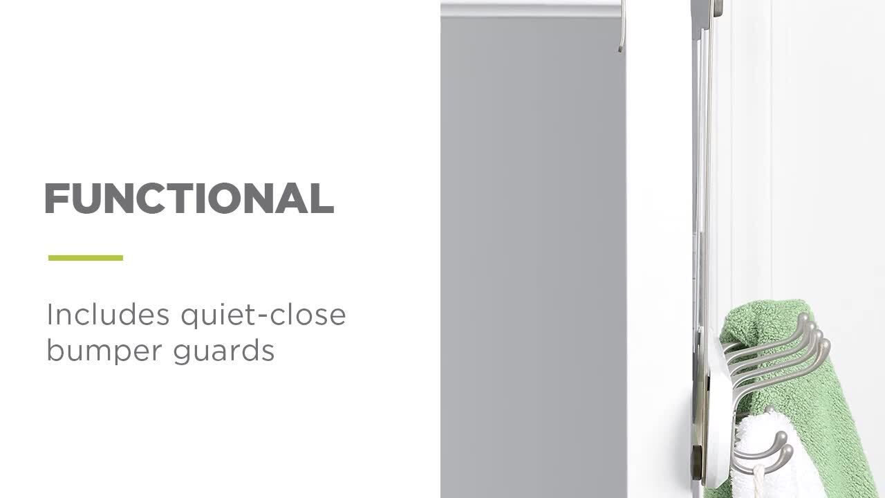 Zenna Home SnugFit J-Hook 5-Hook Over-the-Door or Wall-Mounted