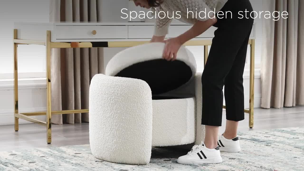MODWAY Nebula Charcoal Boucle Upholstered Ottoman EEI-5561-CHA