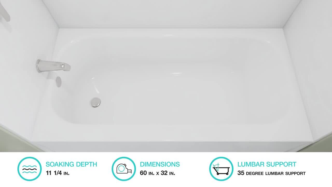 Bootz Industries Maui Plus 60 in. x 32 in. Alcove Soaking Bathtub