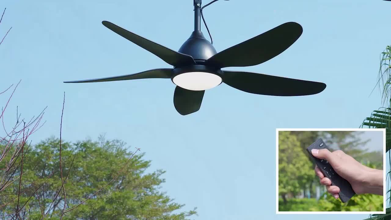 HINNIXY 46 in. Outdoor Black Wet Rated Plug-in Fandelier Ceiling
