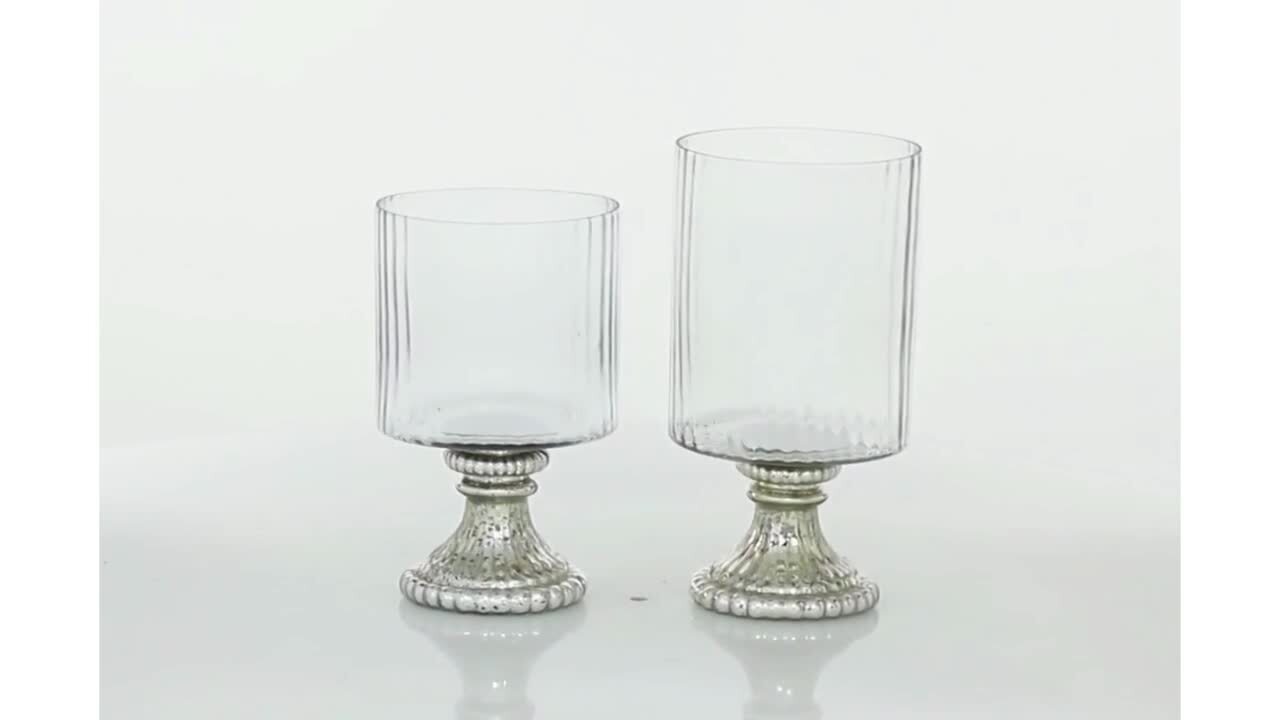 Towle Silver and Glass Hurricane Lamps - Set of 2