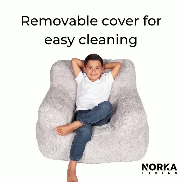 Juvenile Foam Lounger in Extra Soft Sherpa Fabric Grey