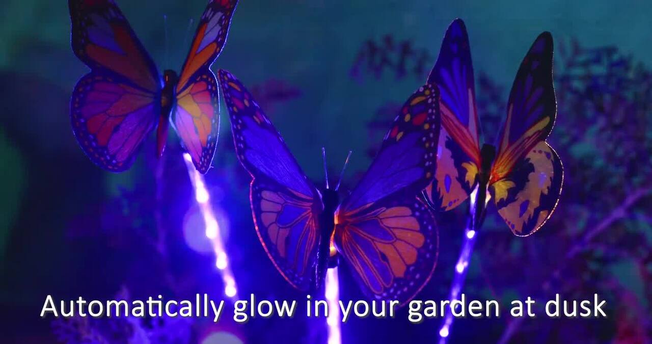 Exhart 2.5 ft. Solar Fiber Optic Butterfly with LED Multi-Color