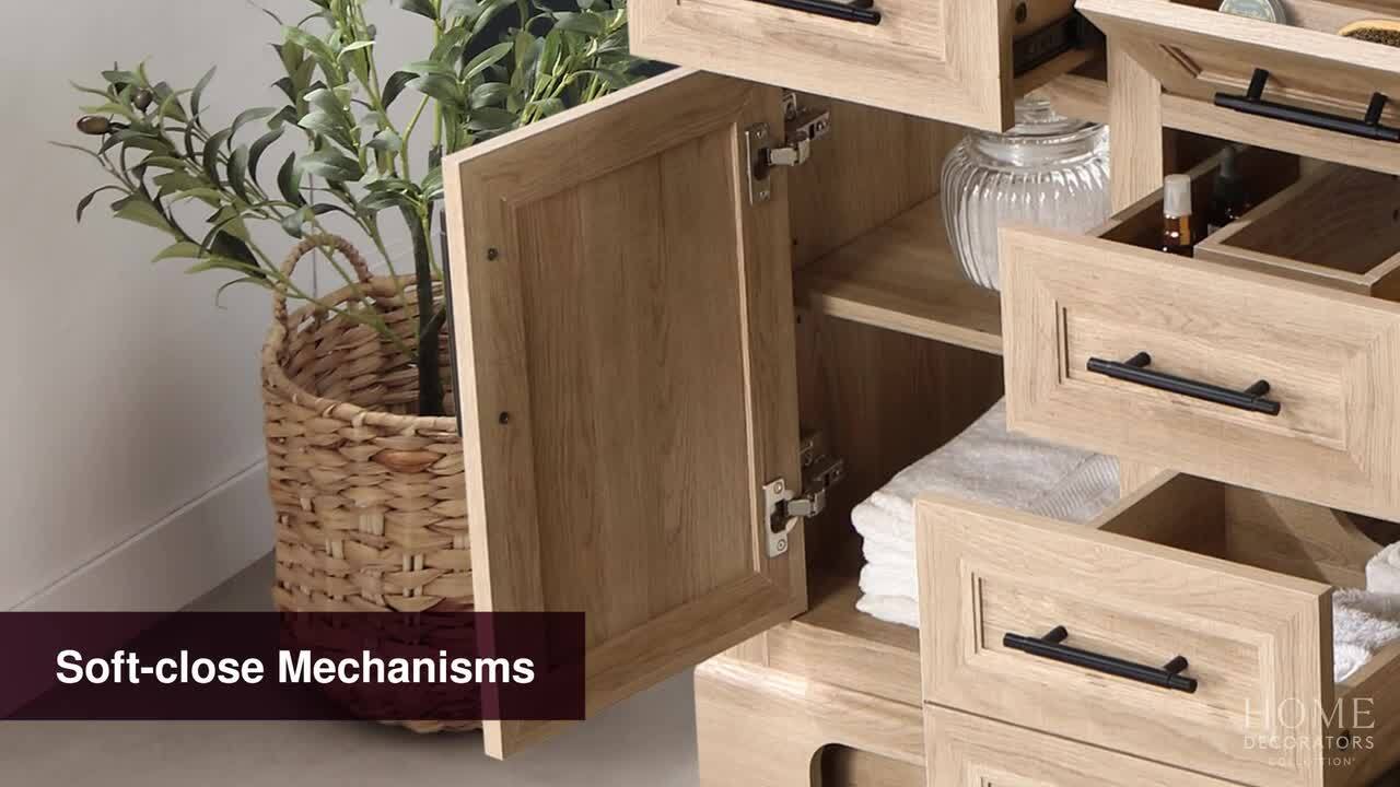 Home Decorators Collection Doveton 24 in. Single Sink Freestanding White  Bath Vanity with White Engineered Marble Top (Assembled) Doveton 24W, image size:1280x720