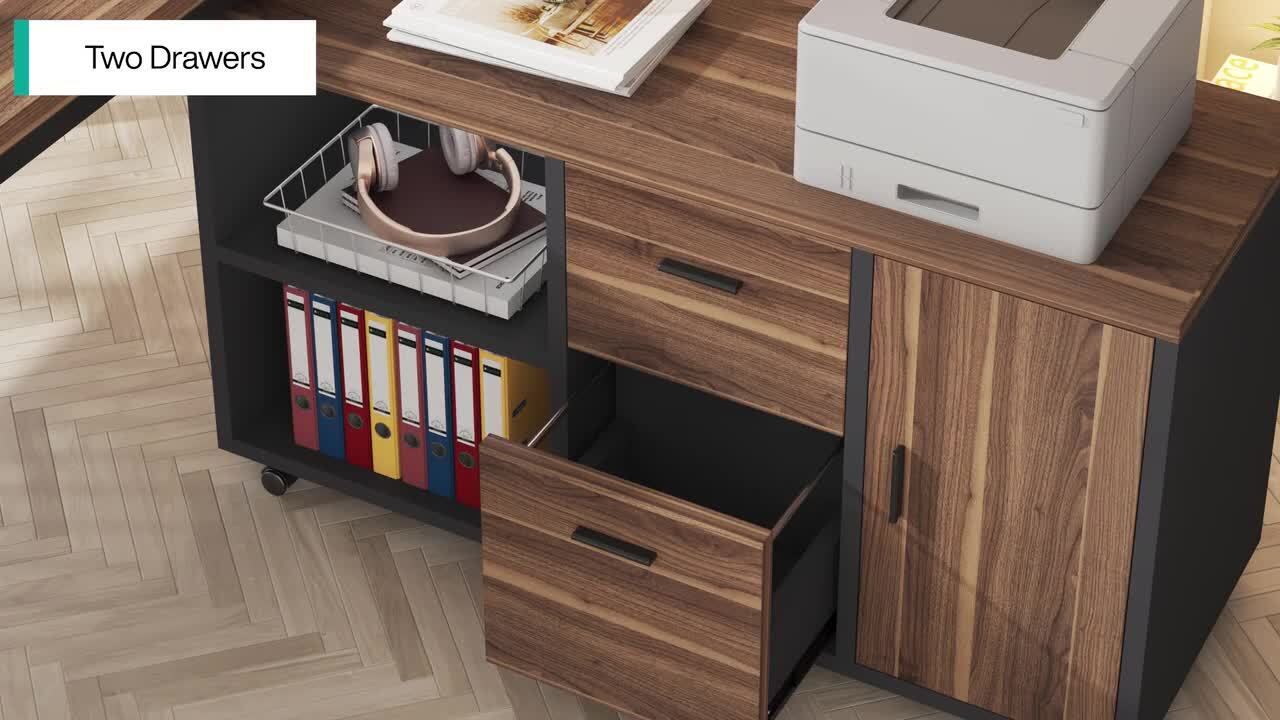 Tribesigns Brown/Black 2-Drawer 39.4-in File Cabinet