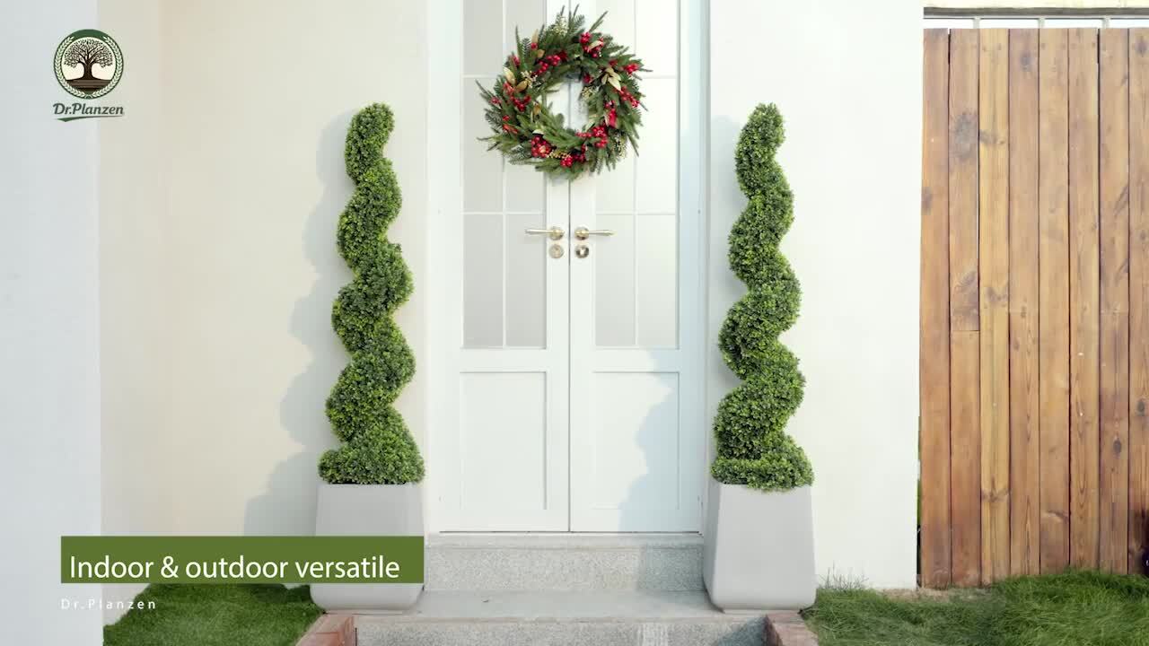 DR.Planzen 4 ft. Artificial Boxwood Spiral Topiary Trees Faux